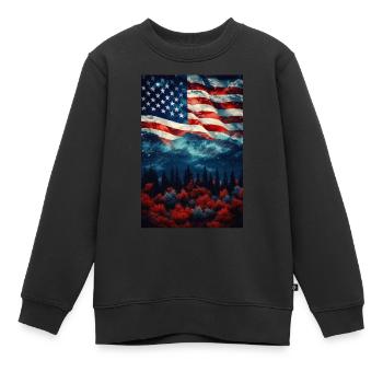 États-Unis - Sweat Premium enfant bio - noir - Devant - AI Model Kid Female (0cm)