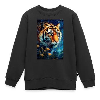 tigre - Sweat Premium enfant bio - noir - Devant - AI Model Kid Female (0cm)