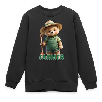 Garten Bär - Kinder Premium Organic Sweatshirt - Schwarz - Vorne - AI Model Kid Female (0cm)