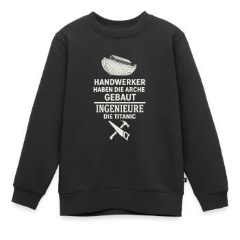 Handwerker bauen Arche – Ingenieure die Titanic - Kinder Premium Organic Sweatshirt - Schwarz - Vorne - AI Model Kid Female (0cm)