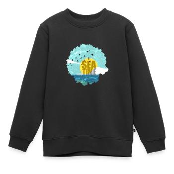 Sea Time Ocean Sun Beach Water Ship Swimming - Kids Premium Organic Sweatshirt - black - Front - AI Model Kid Female (0cm)