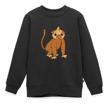 Niedlicher Affe Monkey Äffchen Cartoon Kleinkind - Kinder Premium Organic Sweatshirt - Schwarz - Vorne - AI Model Kid Female (0cm)