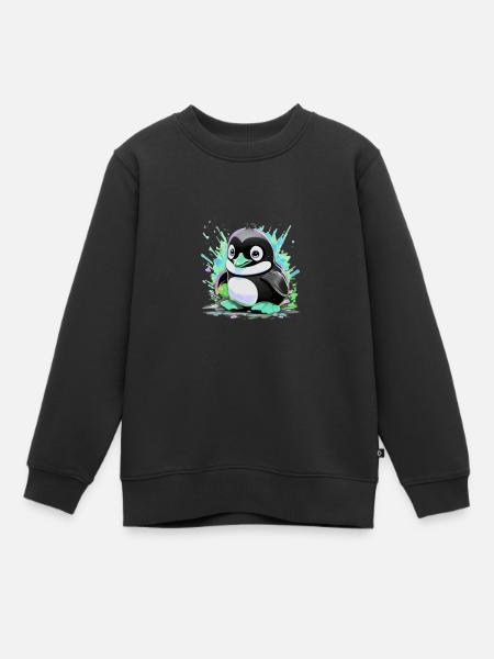 Pinguin, Baby pinguin,babypinguin, Graffiti, Blau - Kinder Premium Organic Sweatshirt - Schwarz