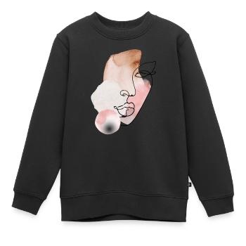 weibliches Portrait Illustration mit Wasserfarben - Kinder Premium Organic Sweatshirt - Schwarz - Vorne - AI Model Kid Female (0cm)