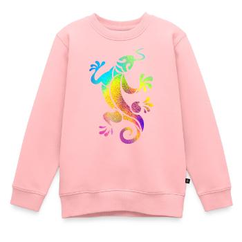Salamandre Multicolore - Sweat Premium enfant bio - rose - Devant - AI Model Kid Female (0cm)