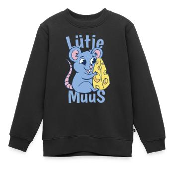 Lütje Muus Plattdeutsch Maus - Kinder Premium Organic Sweatshirt - Schwarz - Vorne - AI Model Kid Female (0cm)