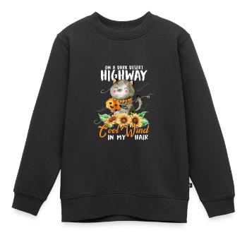 On A Dark Desert Highway Cool Wind In My Hair - Kinder Premium Organic Sweatshirt - Schwarz - Vorne - AI Model Kid Female (0cm)