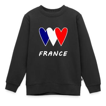 FOOTBALL. SPORT. FRANCE. CHAMPION. BLEU BLANC ROUG - Sweat Premium enfant bio - noir - Devant - AI Model Kid Female (0cm)