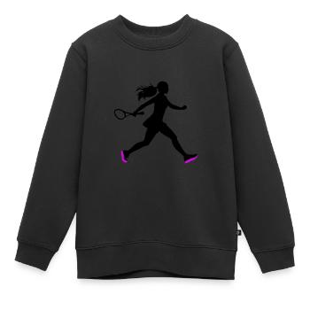 Tennis Spielerin Symbol - Kinder Premium Organic Sweatshirt - Schwarz - Vorne - AI Model Kid Female (0cm)