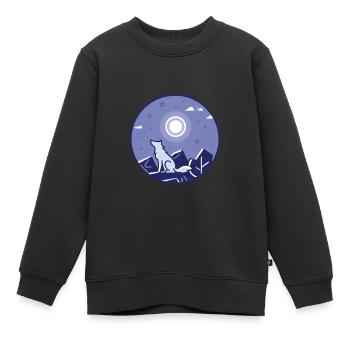 Wolf und Vollmond - Kinder Premium Organic Sweatshirt - Schwarz - Vorne - AI Model Kid Female (0cm)