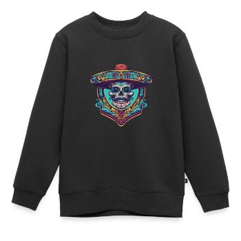 Mexikaner Totenkopf Sombrero - Kinder Premium Organic Sweatshirt - Schwarz - Vorne - AI Model Kid Female (0cm)