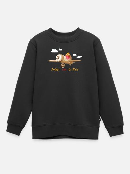 Daddy little Co Pilot - Kids Premium Organic Sweatshirt - black