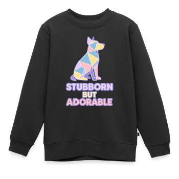 Stur, aber liebenswert – Pastellfarbener geometrischer Hund - Kinder Premium Organic Sweatshirt - Schwarz - Vorne - AI Model Kid Female (0cm)
