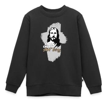 Allez à l’église... Mon Dieu. Pasteur - Sweat Premium enfant bio - noir - Devant - AI Model Kid Female (0cm)