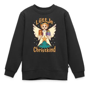 Lüttje Christkind Weihnachten Weichnachtsmann - Kinder Premium Organic Sweatshirt - Schwarz - Vorne - AI Model Kid Female (0cm)