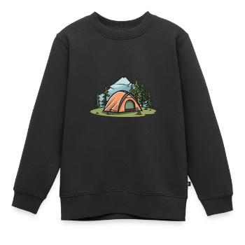 Camping Zelt - Kinder Premium Organic Sweatshirt - Schwarz - Vorne - AI Model Kid Female (0cm)