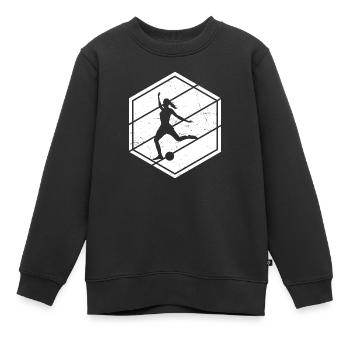 Herren Fussballspieler Fussballspielen Fussball - Kinder Premium Organic Sweatshirt - Schwarz - Vorne - AI Model Kid Female (0cm)