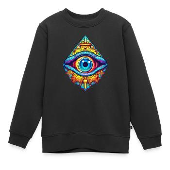 Protection oculaire omnisciente symbole mysticisme occulte - Sweat Premium enfant bio - noir - Devant - AI Model Kid Female (0cm)