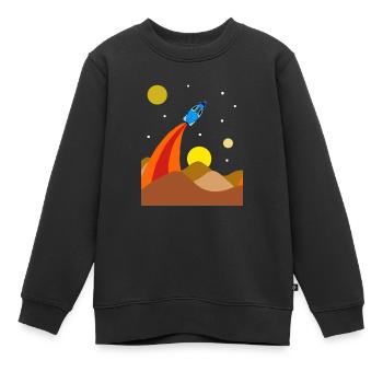 Spaceship Lunar Landscape Space Planets Stars - Kids Premium Organic Sweatshirt - black - Front - AI Model Kid Female (0cm)