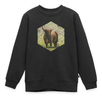 Schottisches Hochland Cattle Rind Nature Sechseck - Kinder Premium Organic Sweatshirt - Schwarz - Vorne - AI Model Kid Female (0cm)