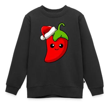 Chilli Weihnachten Comic Xmas - Kinder Premium Organic Sweatshirt - Schwarz - Vorne - AI Model Kid Female (0cm)