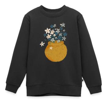 Blume - Kinder Premium Organic Sweatshirt - Schwarz - Vorne - AI Model Kid Female (0cm)