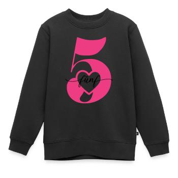Ziffer Fünf 5 mit Herz - Kinder Premium Organic Sweatshirt - Schwarz - Vorne - AI Model Kid Female (0cm)