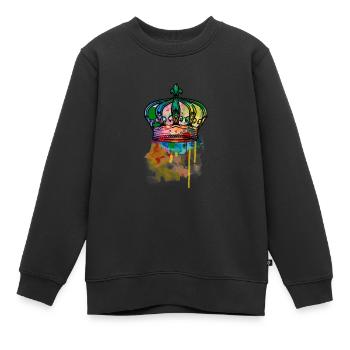 Couronne colorée - Sweat Premium enfant bio - noir - Devant - AI Model Kid Female (0cm)