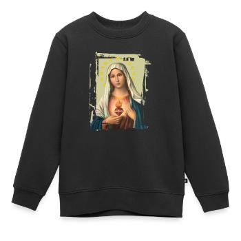 Holly Mary Maria Madonna Mariana Vierge Marie - Sweat Premium enfant bio - noir - Devant - AI Model Kid Female (0cm)