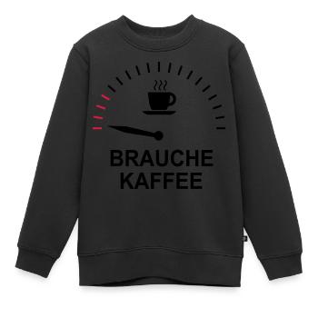 Kaffee - Kinder Premium Organic Sweatshirt - Schwarz - Vorne - AI Model Kid Female (0cm)