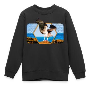 Adler mit gespreizten Flügeln und Grafik-Form - Kinder Premium Organic Sweatshirt - Schwarz - Vorne - AI Model Kid Female (0cm)