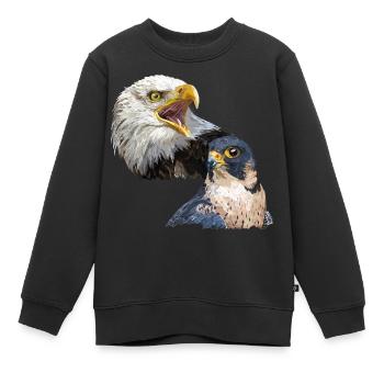 pygargue à tête blanche et faucon pèlerin - Sweat Premium enfant bio - noir - Devant - AI Model Kid Female (0cm)