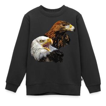 Weißkopfseeadler und Steinadler - Kinder Premium Organic Sweatshirt - Schwarz - Vorne - AI Model Kid Female (0cm)