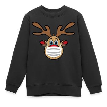 Ugly Xmas Rudi Renne avec masque - Sweat Premium enfant bio - noir - Devant - AI Model Kid Female (0cm)