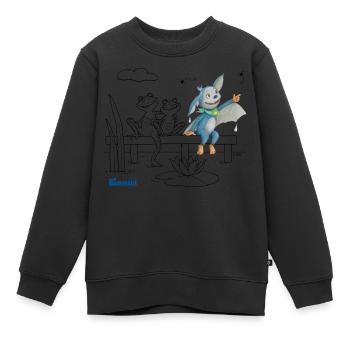 KiKA-Baumhaus mit Fidi Ausmalmotiv - Kinder Premium Organic Sweatshirt - Schwarz - Vorne - AI Model Kid Female (0cm)
