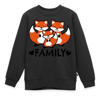 Famille Fox Famille Fox famille renard - Sweat Premium enfant bio - noir - Devant - AI Model Kid Female (0cm)
