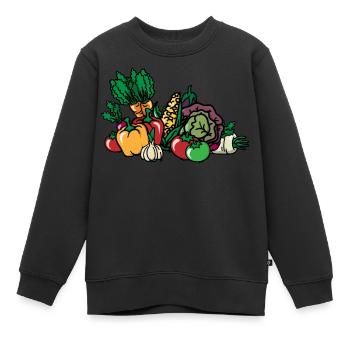 Légumes Panier de légumes Légumes Vegan à base de plantes - Sweat Premium enfant bio - noir - Devant - AI Model Kid Female (0cm)