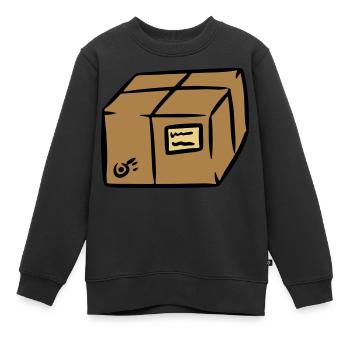 Paquet package paquetpost postman envoi - Sweat Premium enfant bio - noir - Devant - AI Model Kid Female (0cm)