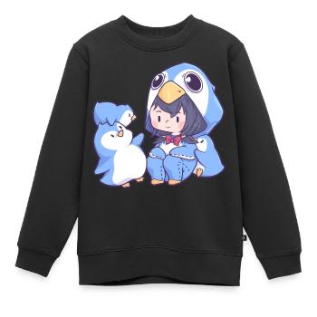 Costume de pingouin fille Pôle Sud Pôle Nord - Sweat Premium enfant bio - noir - Devant - AI Model Kid Female (0cm)