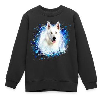 Chien de berger ,chien de berger blanc,Chien, peinture - Sweat Premium enfant bio - noir - Devant - AI Model Kid Female (0cm)
