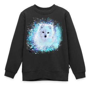 blau ,polarfuchs, fuchs, weiss ,aquarell ,malerei - Kinder Premium Organic Sweatshirt - Schwarz - Vorne - AI Model Kid Female (0cm)