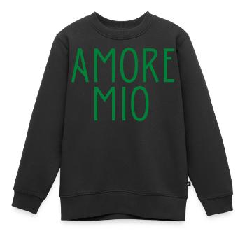 AMORE MIO idée cadeau citation italien mon amour - Sweat Premium enfant bio - noir - Devant - AI Model Kid Female (0cm)