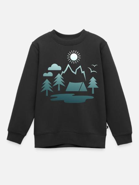 Camping, Camping, Camping, Montagnes, Nature, Forêt, Été, Soleil - Sweat Premium enfant bio - noir