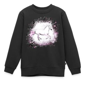Cheval,moisi, rose, graffitis, peinture, rose - Sweat Premium enfant bio - noir - Devant - AI Model Kid Female (0cm)