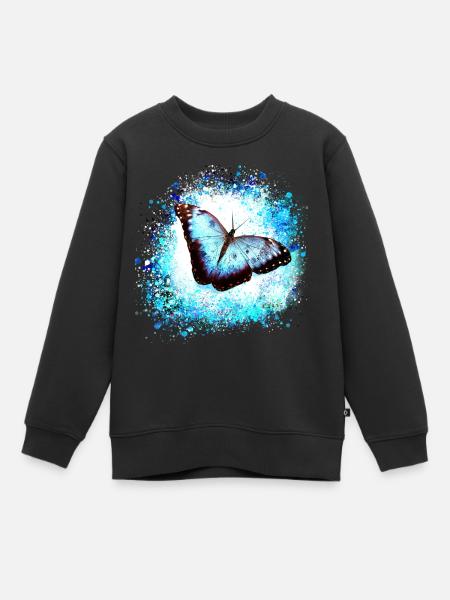 schmetterling ,blau ,graffiti,türkis,malerei - Kinder Premium Organic Sweatshirt - Schwarz