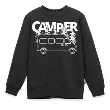 Caravane caravane caravane sort camper bus - Sweat Premium enfant bio - noir - Devant - AI Model Kid Female (0cm)