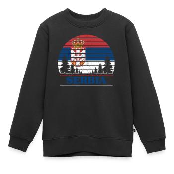Serbien - Kinder Premium Organic Sweatshirt - Schwarz - Vorne - AI Model Kid Female (0cm)