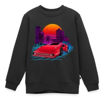 80s Synthwave Retro Car - Kinder Premium Organic Sweatshirt - Schwarz - Vorne - AI Model Kid Female (0cm)