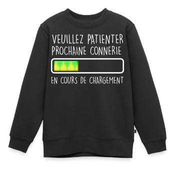 La connerie de téléchargment cadeau famille - Sweat Premium enfant bio - noir - Devant - AI Model Kid Female (0cm)