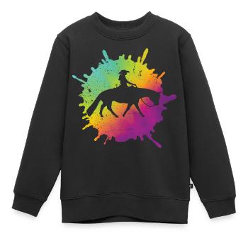 Westernreiten Westernreiter Pferdeliebhaber - Kinder Premium Organic Sweatshirt - Schwarz - Vorne - AI Model Kid Female (0cm)
